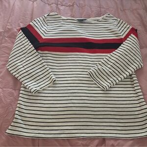 Lands' End Black and White 3/4 Sleeve Boxy Tee